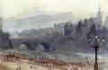 Una vista del casco antiguo y el puente Waverley desde Princes Street Edimburgo paisaje victoriano Myles Birket Foster
